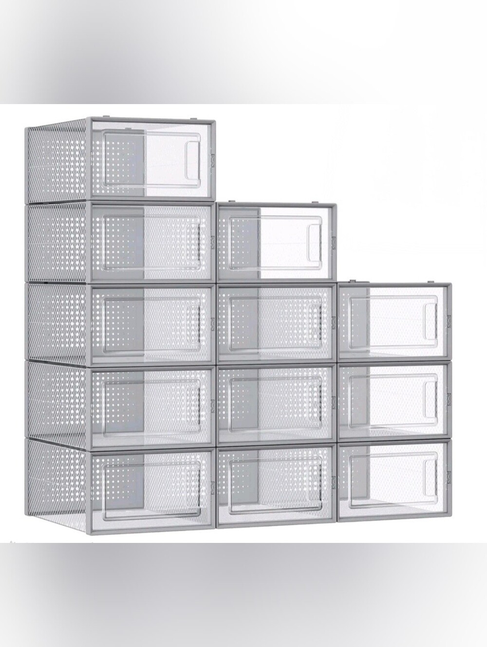 NIB 12-Pack Stackable Shoe Organizer, Foldable Dust-Free Sneaker Containers